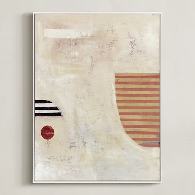 "DROP THE BALL" - Art Print in Cream by Keren Toledano - Framed Canvas