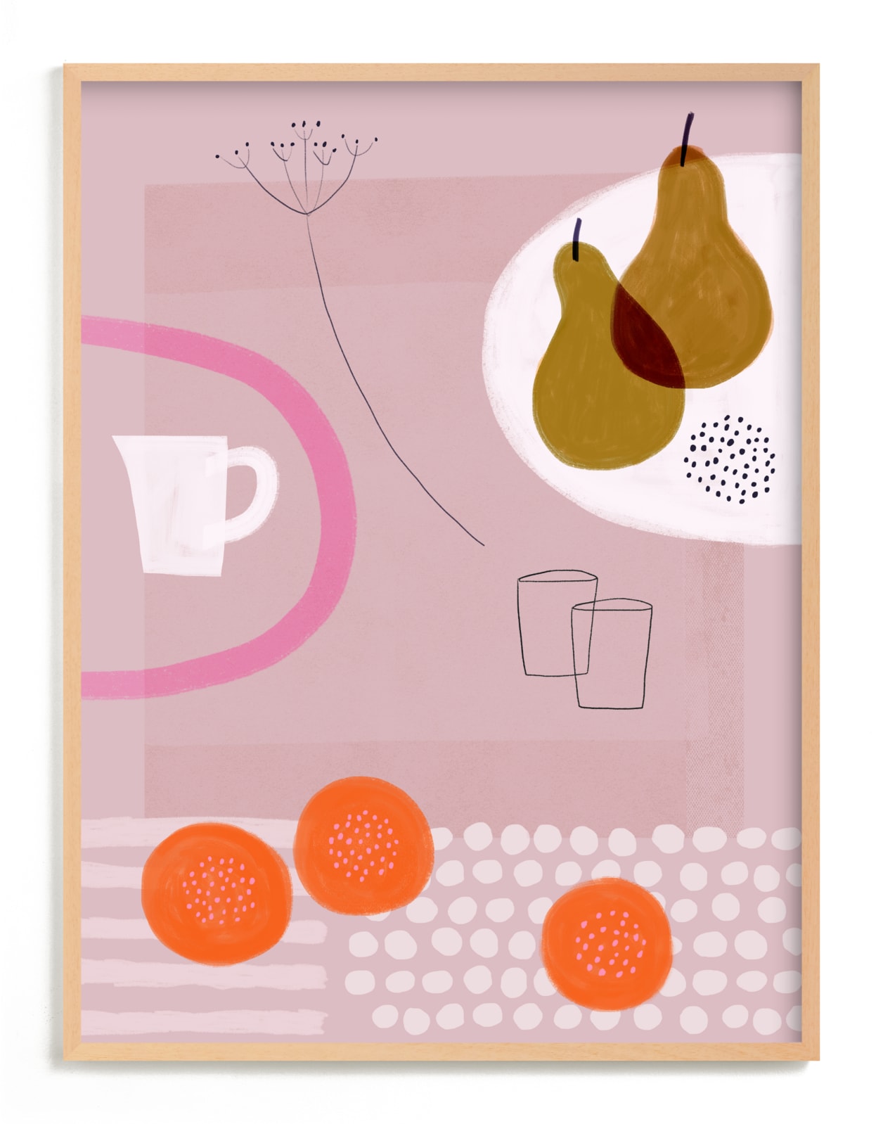 "Still Life with Yellow Pears" - Art Print by Francesca Iannaccone in beautiful frame options and a variety of sizes.