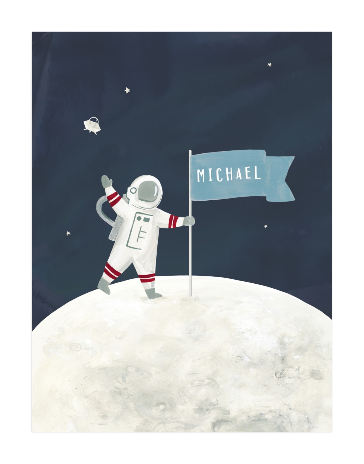 "Love You to The Moon" - Personalized Art Print in Space by Teju Reval - Unframed