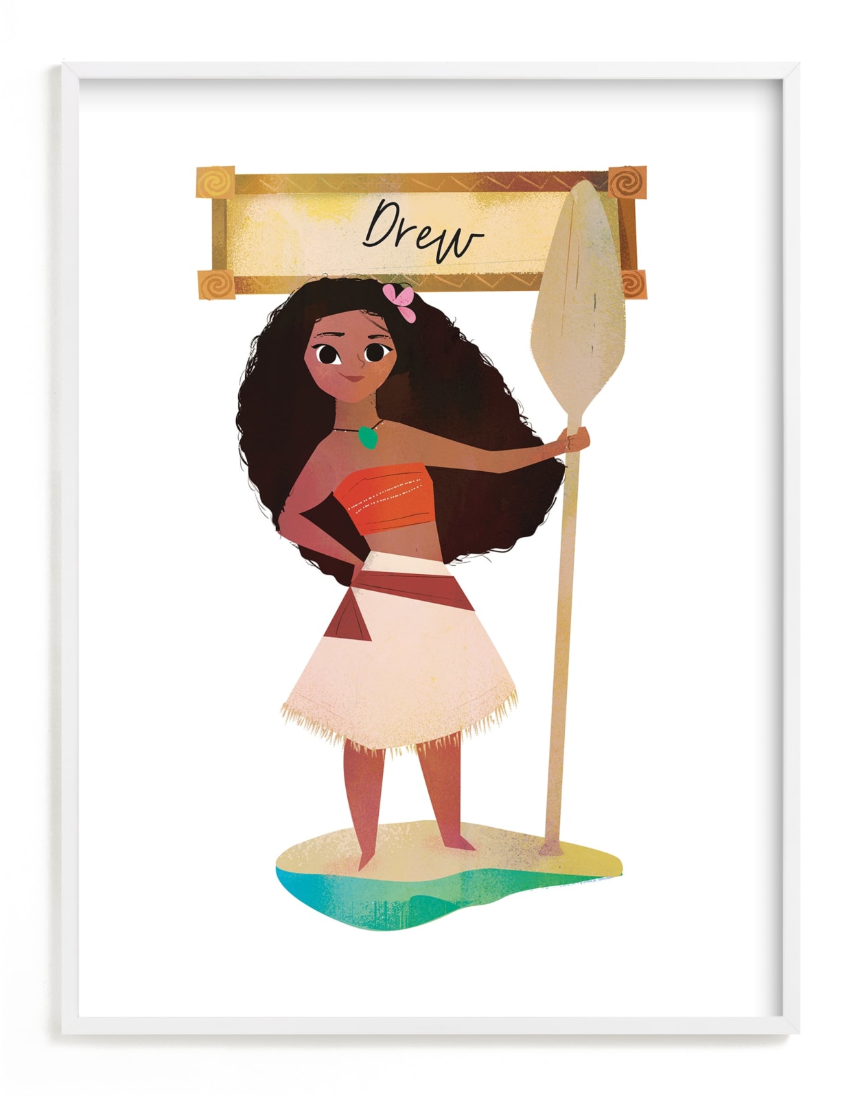 "Disney's Moana the Voyager" - Disney Custom Open Edition Children's Art Print by Lori Wemple in beautiful frame options and a variety of sizes.