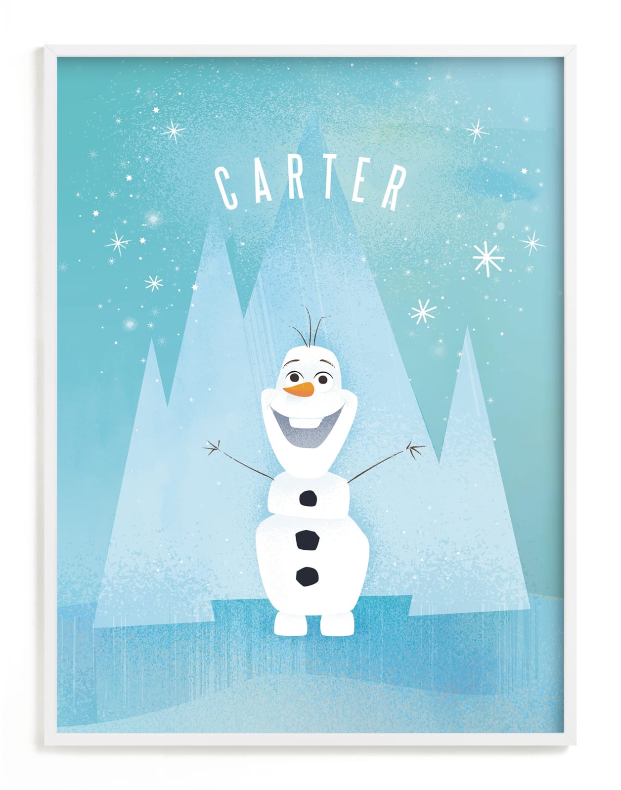 "Disney's Olaf In The Woods" - Disney Custom Open Edition Children's Art Print by Lori Wemple in beautiful frame options and a variety of sizes.