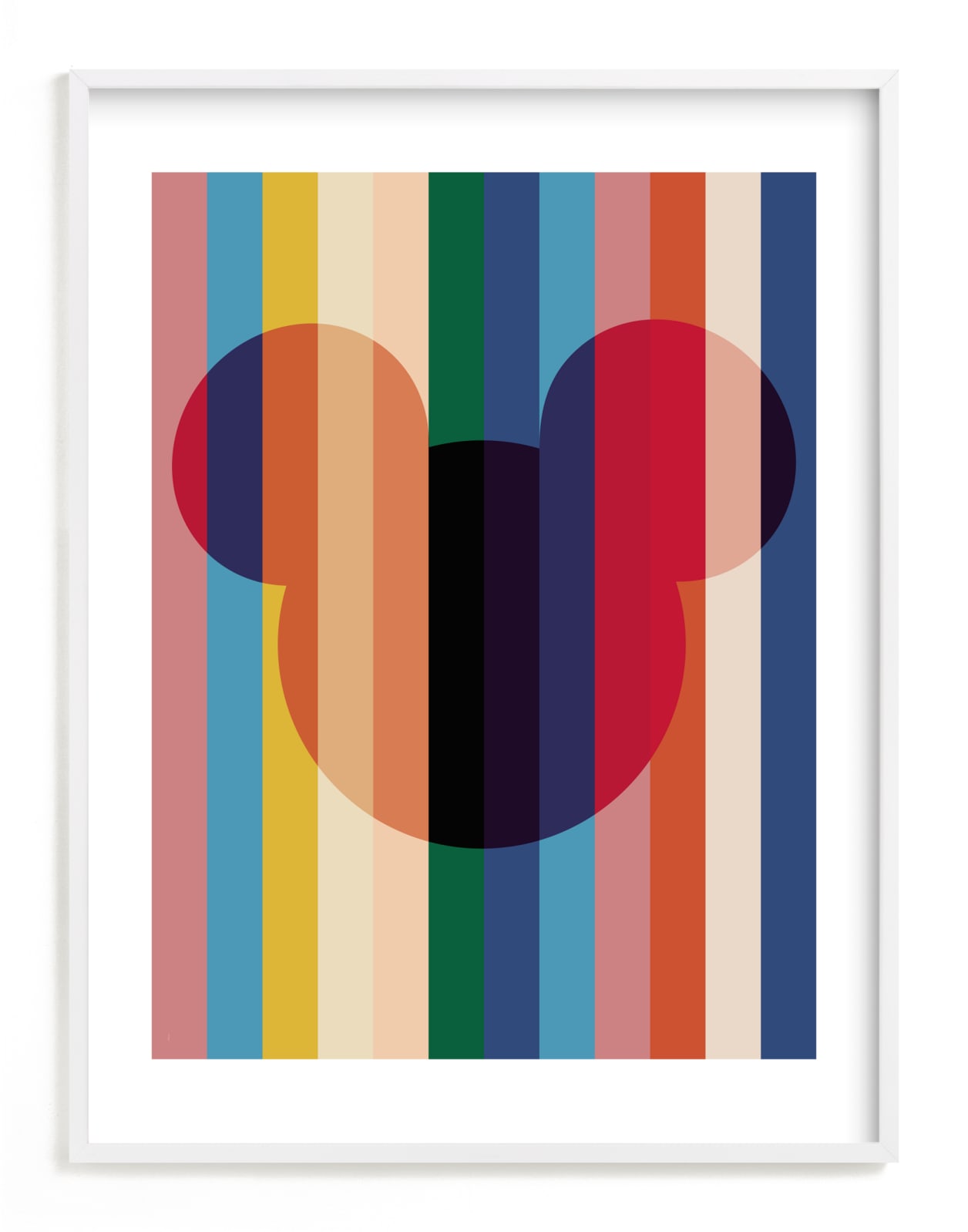 "Disney Mickey Bright Stripes" - Limited Edition Art Print by Baumbirdy in beautiful frame options and a variety of sizes.