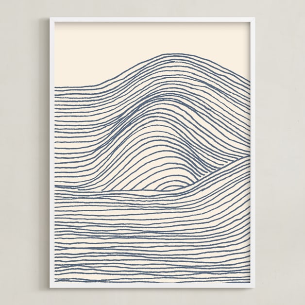 "Rolling Waves I" - Art Print in Deep Ocean by Jayne Alfieri - Framed