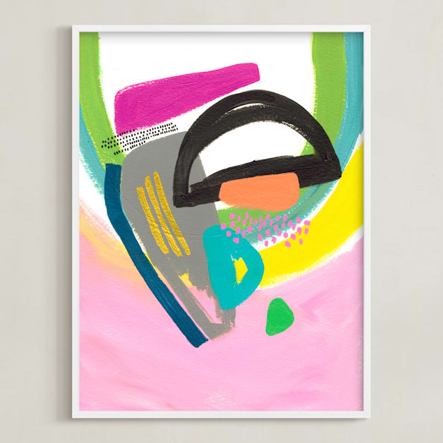 "In the Perfect Mood" - Art Print in Cotton Candy Pink by Jennifer McCully - Framed