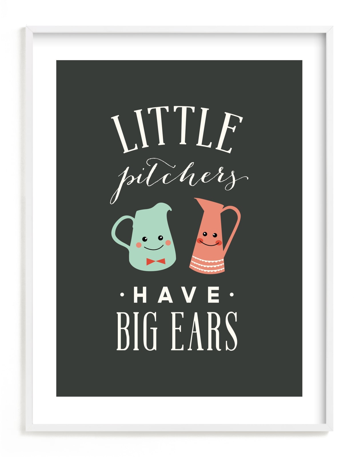 "Little Pitchers, Big Ears" - Art Print by Tanya Lee of Frooted Design in beautiful frame options and a variety of sizes.