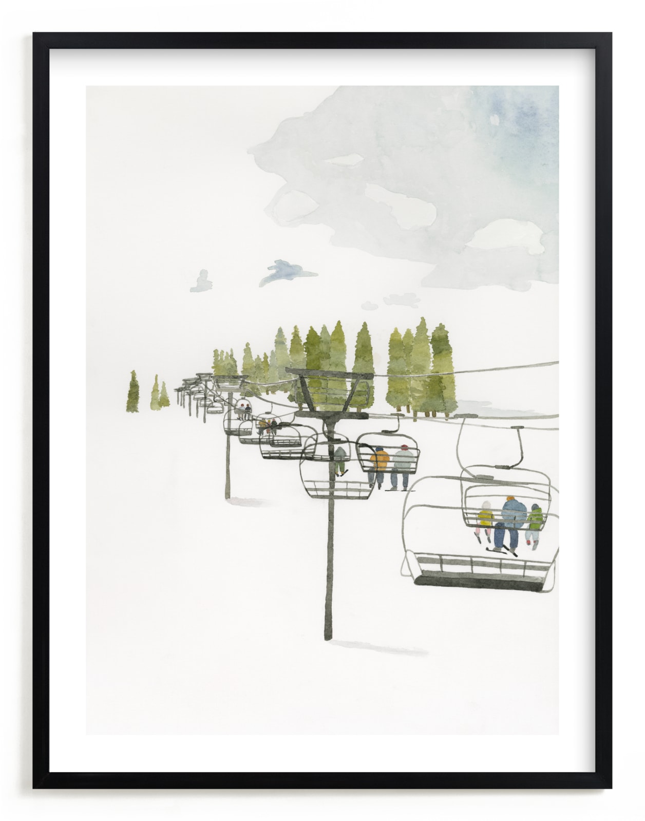 "Ski Lift" - Limited Edition Art Print by Monica Loos in beautiful frame options and a variety of sizes.