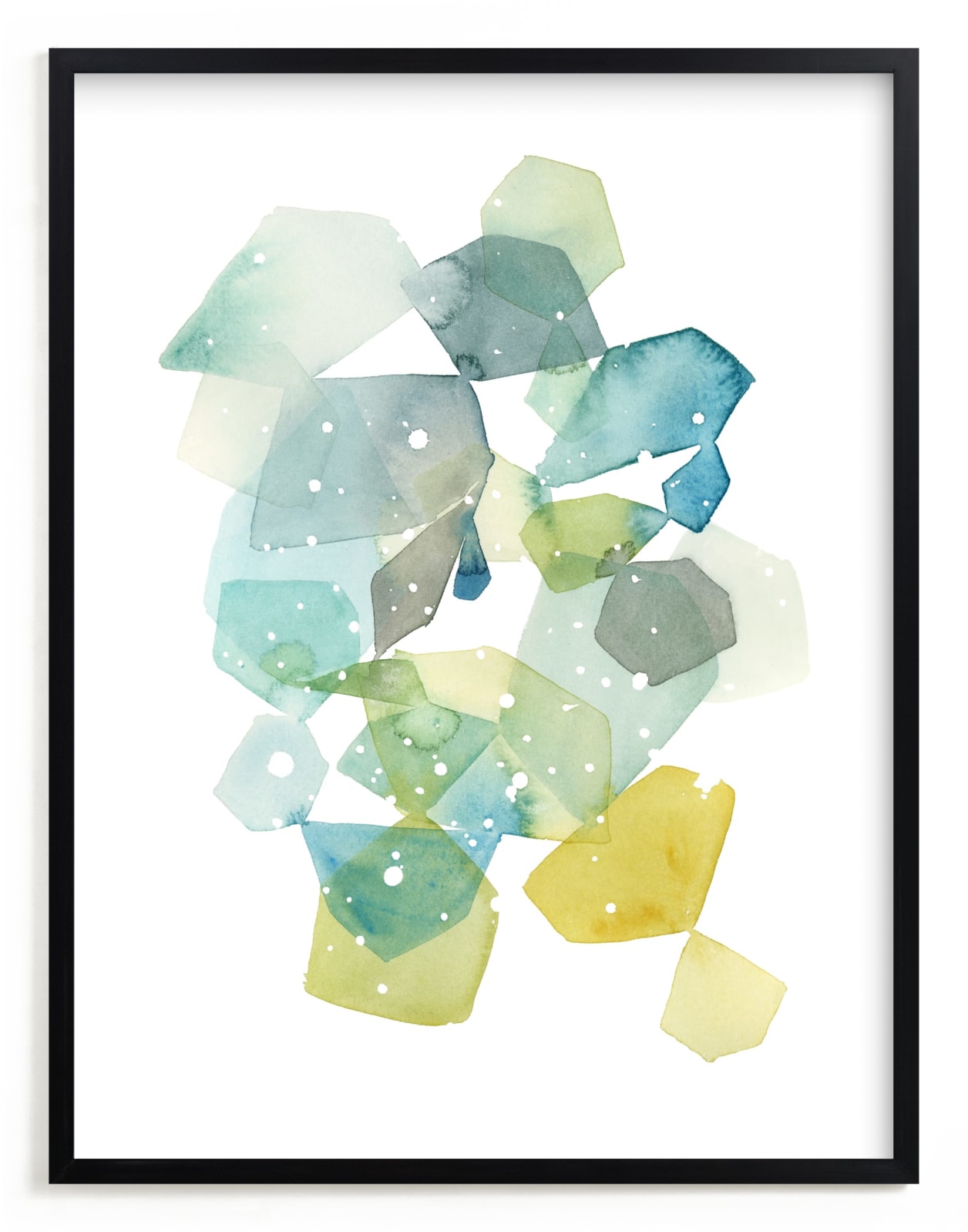 "Hexagon with Dots in Blue" - Limited Edition Art Print by Yao Cheng Design in beautiful frame options and a variety of sizes.