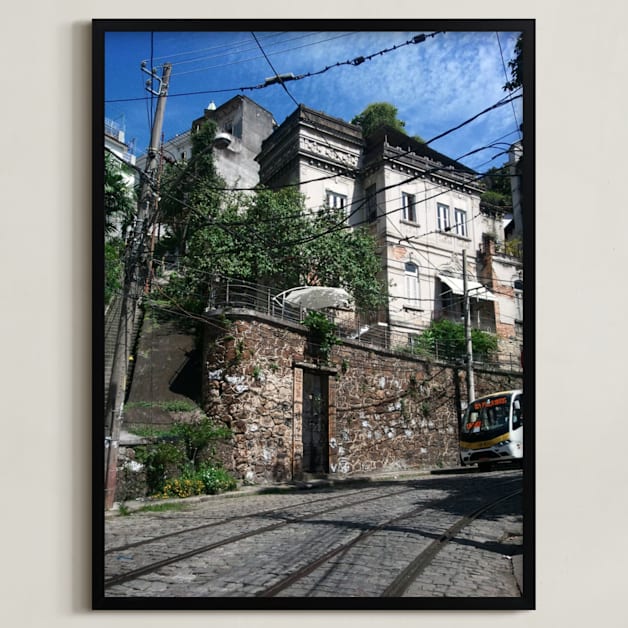 "Suburbs of Santa Teresa" - Art Print in Sky Blue by Marco Augusto Ferreira - Framed