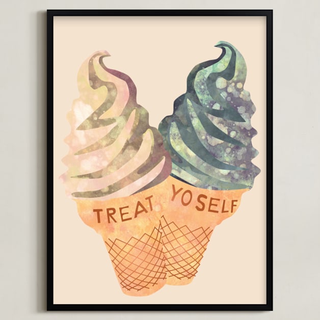 "Treat Yo' Self" - Art Print in Pink Egg Shell by Kanika Mathur - Framed