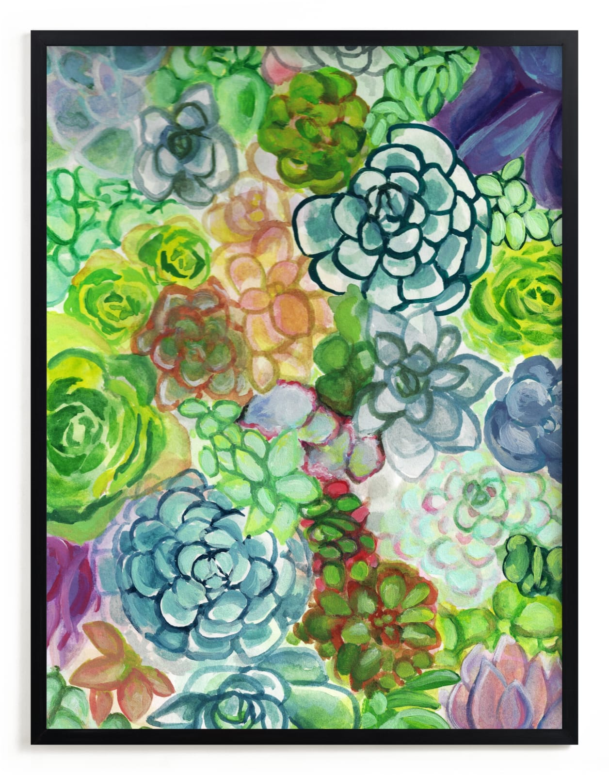 "Succulent Delight" - Art Print by Jenny Partrite in beautiful frame options and a variety of sizes.