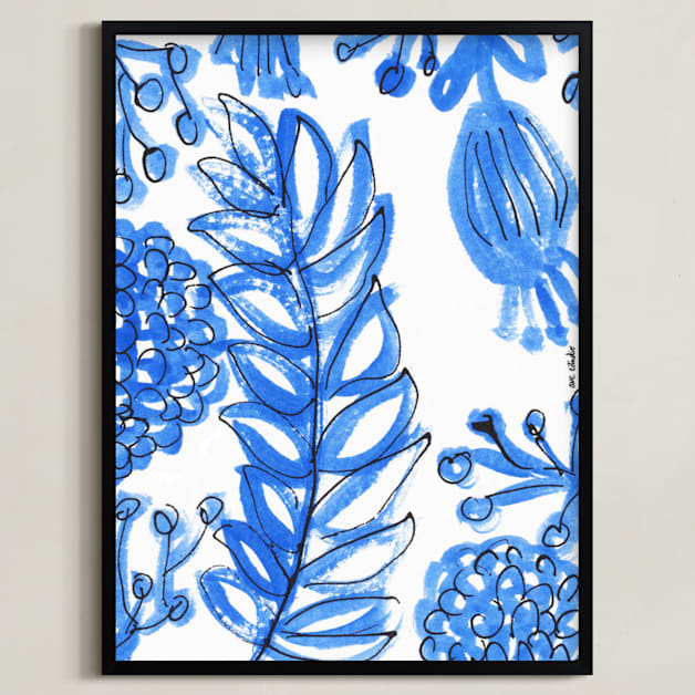 "floral" - Art Print in Vintage Blue by CAROLINA LEONI - Framed