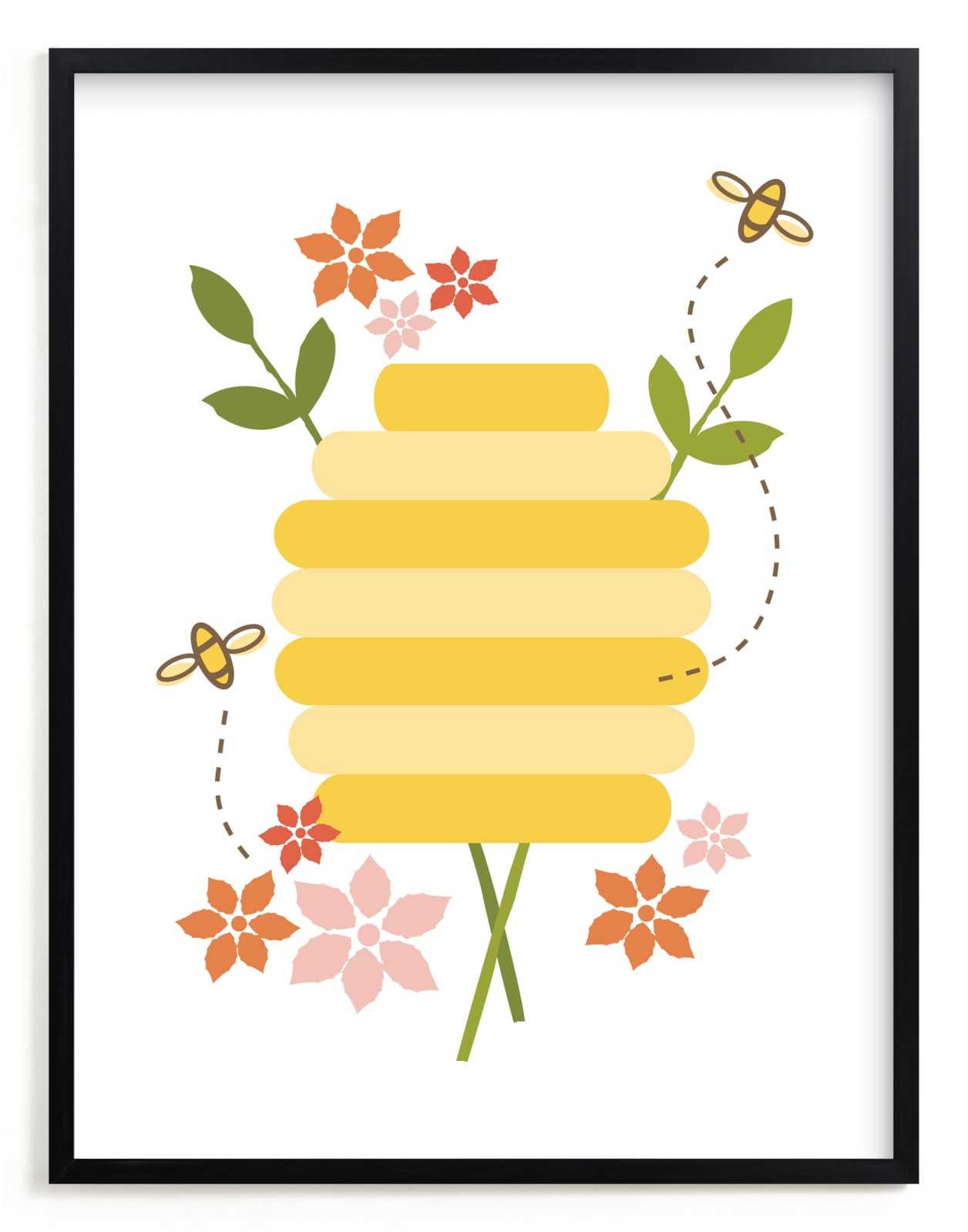 "Buzzing Beehive" - Art Print by Katie Wahn in beautiful frame options and a variety of sizes.