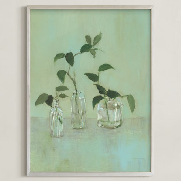 "Still Growing II" - Art Print in Pale Sage by Sonal Nathwani - Framed