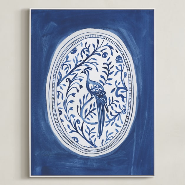 "Chinoiserie Tableware 2" - Art Print in Ink by Teju Reval - Framed Canvas