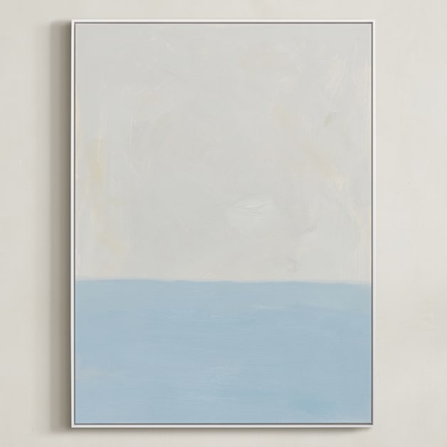 "Calm At Sea" - Art Print in Tranquil Blue by Amanda Phelps - Framed Canvas