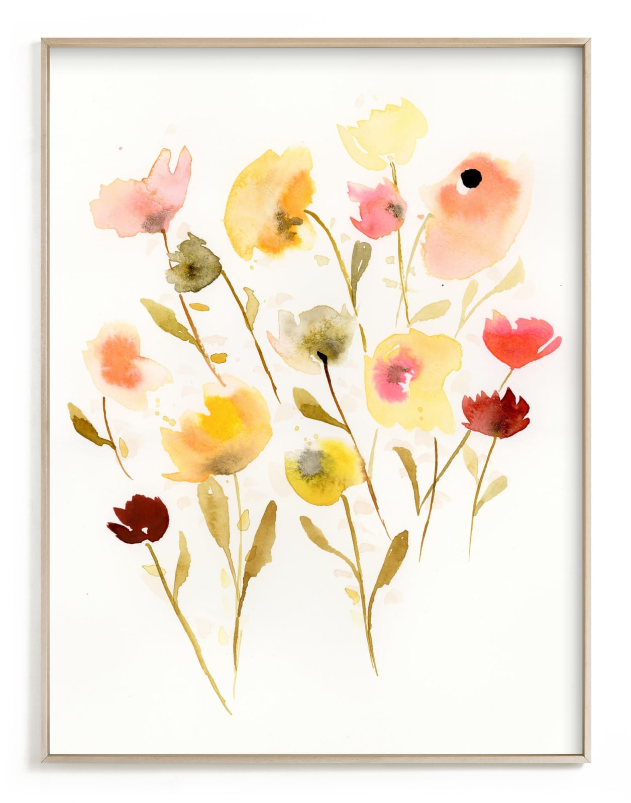 "Collected on a Walk" - Art Print in Sunflower by Lindsay Megahed - Framed