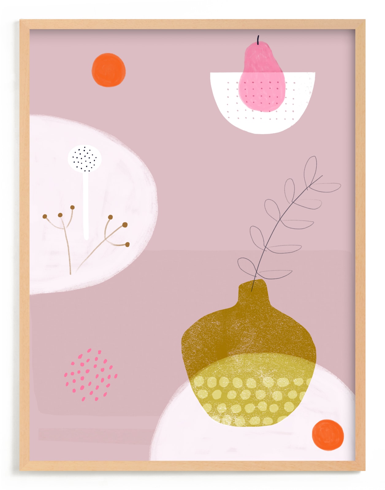 "Still Life with Pink Pear" - Art Print by Francesca Iannaccone in beautiful frame options and a variety of sizes.