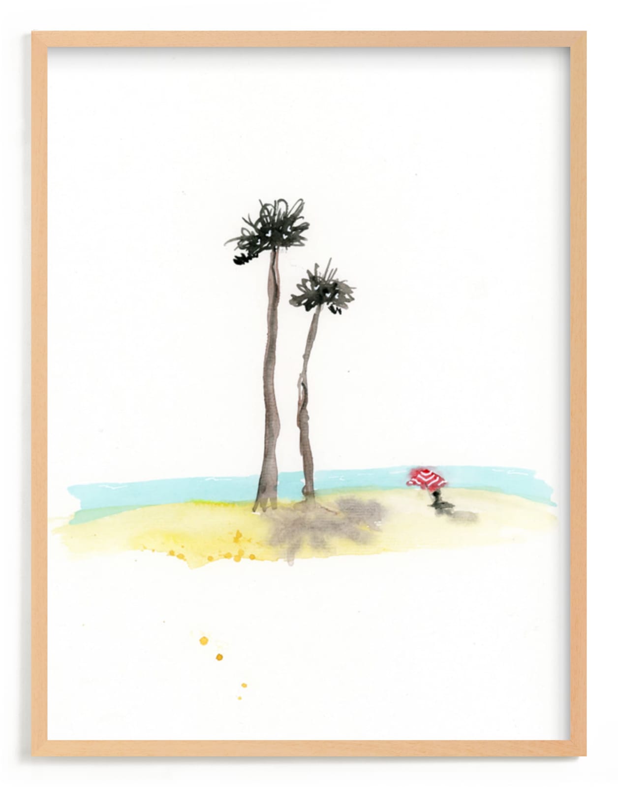 "Shade by the Sea" - Art Print in Turqouise by Lindsay Megahed - Framed