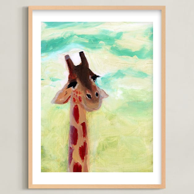 "Giraffe Up Close" - Art Print in Carmel by Lindsay Megahed - Framed