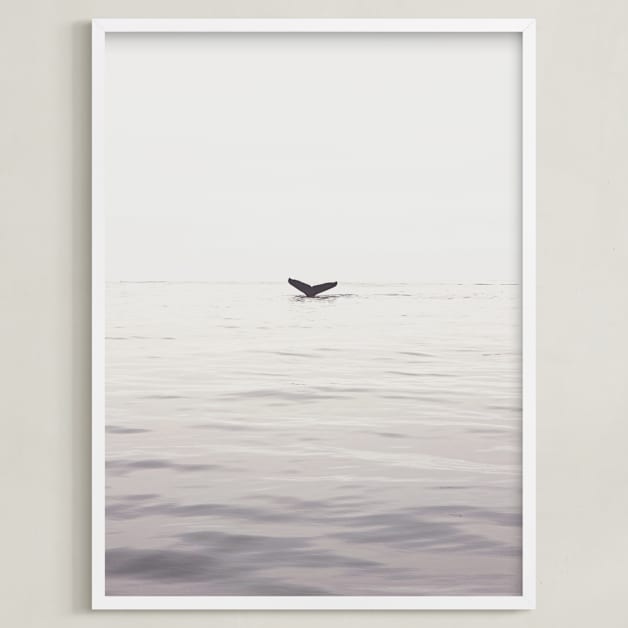 "A Humpback Tale" - Art Print in Ocean Grey by Joelle Segal - Framed