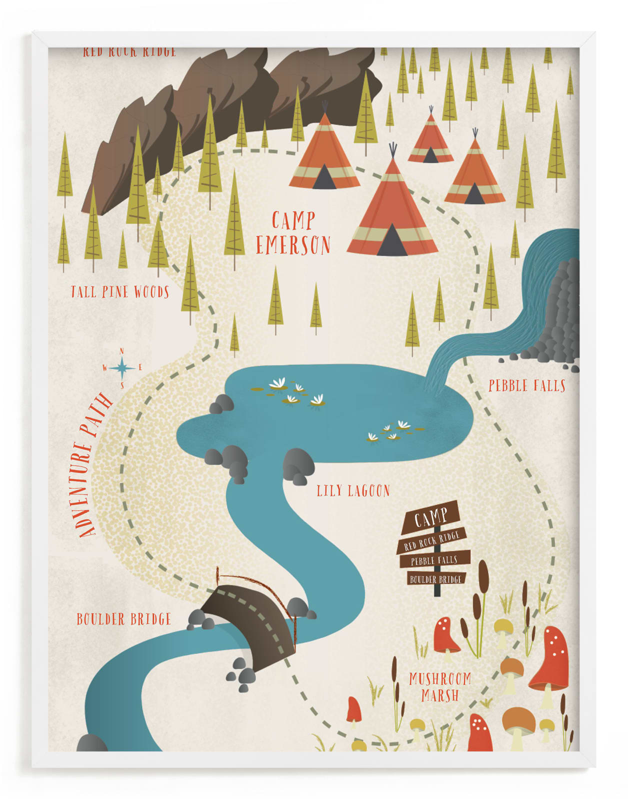"Adventure Map" - Children's Custom Art Print by Grace Kreinbrink in beautiful frame options and a variety of sizes.