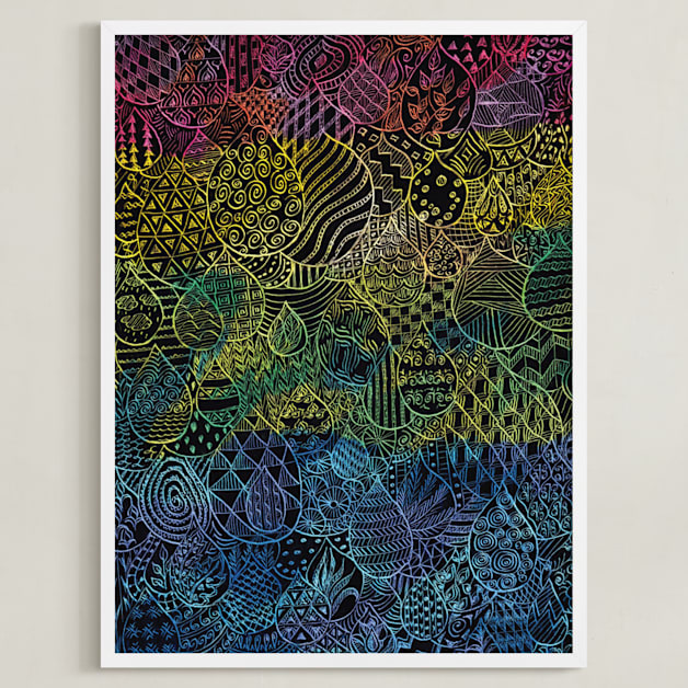 "Patterned Drops" - Art Print in Peach by Kanika Mathur - Framed