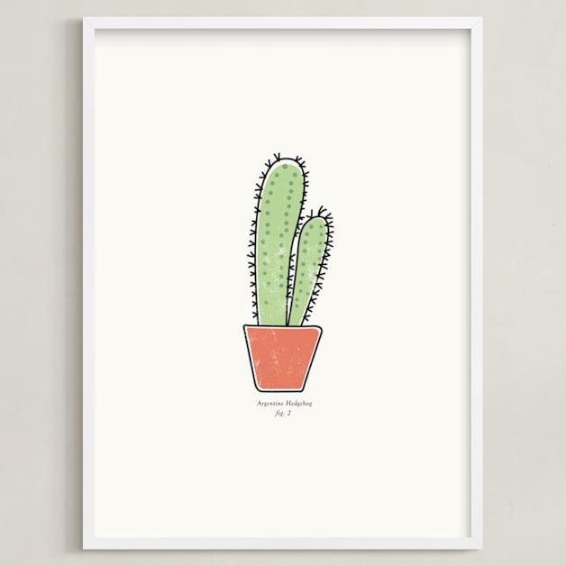 "Cactus Fig. 2" - Art Print in Celadon by Stacey Meacham - Framed