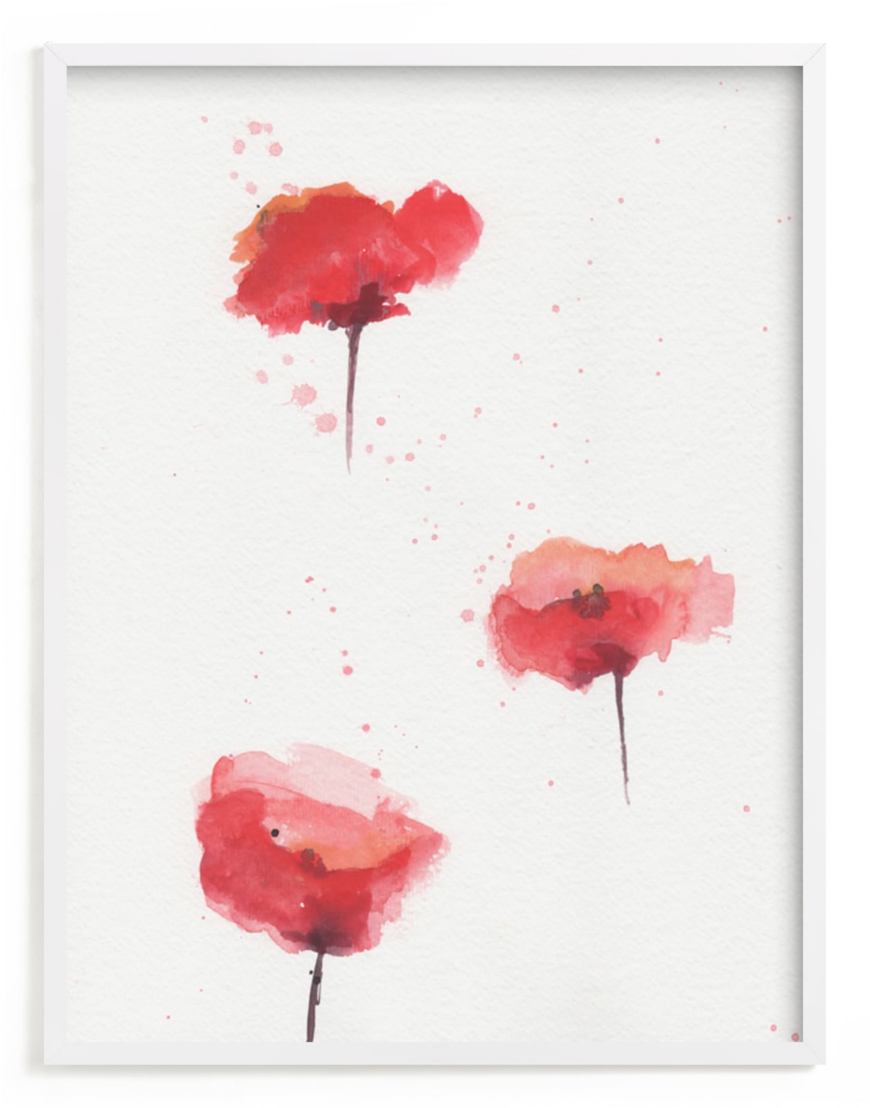 "Poppies Study" - Art Print in Poppy Red by Lindsay Megahed - Framed