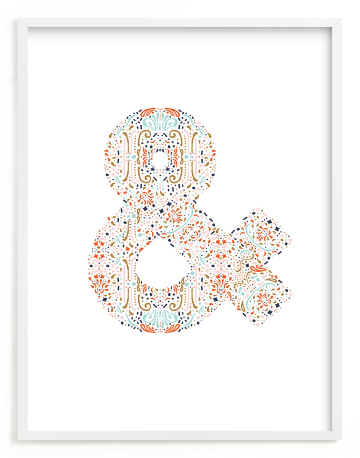 "AND" - Art Print in golden mustard by Phrosné Barwood - Framed