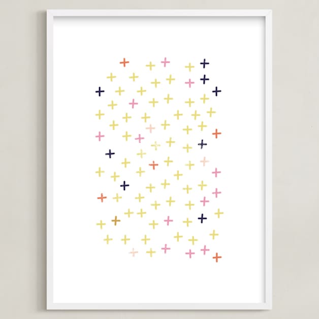 "Think positive" - Art Print in Sunshine by Stacey Meacham - Framed