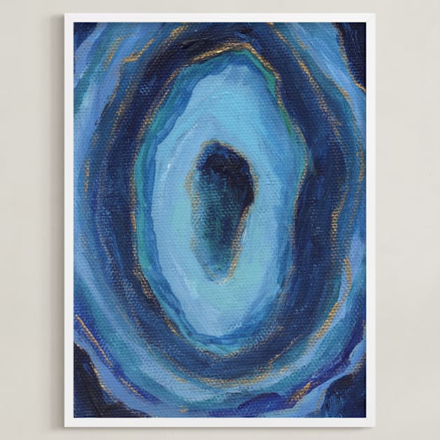 "Blue Agate" - Art Print in Navy Blue by Rebecca Pollard - Framed