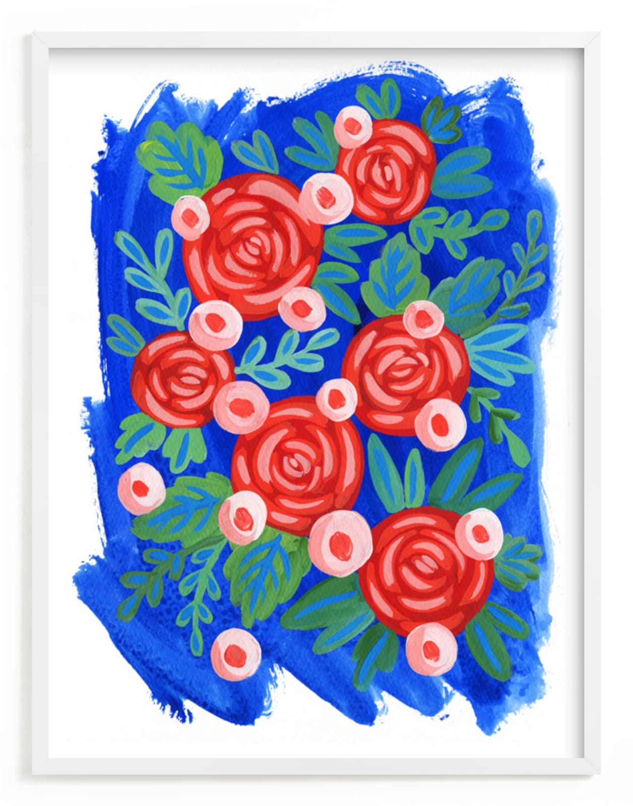 "Red Roses." - Art Print by Alexandra Dzh in beautiful frame options and a variety of sizes.