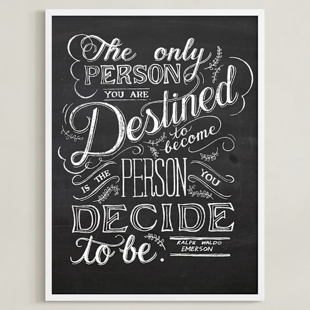 "Emerson Quote" - Art Print in Black & White by Amanda Paulson - Framed