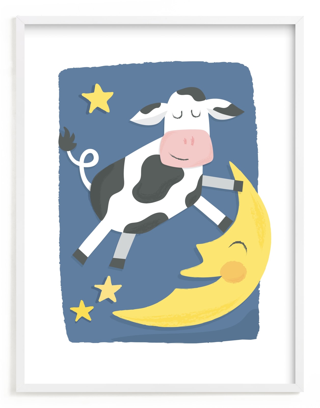 "The Cow Jumped Over the Moon" - Art Print by Jessie Steury in beautiful frame options and a variety of sizes.