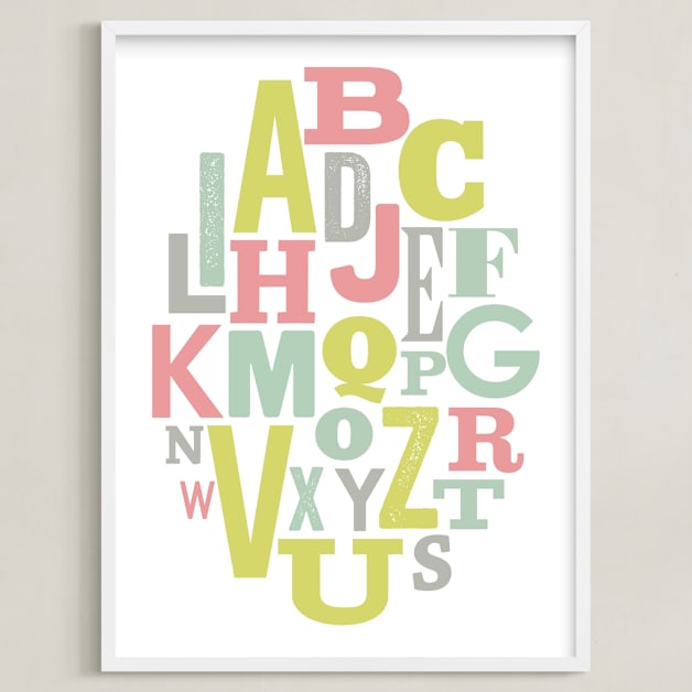 "Oval Alphabet" - Art Print in Rose by Leah Bisch - Framed