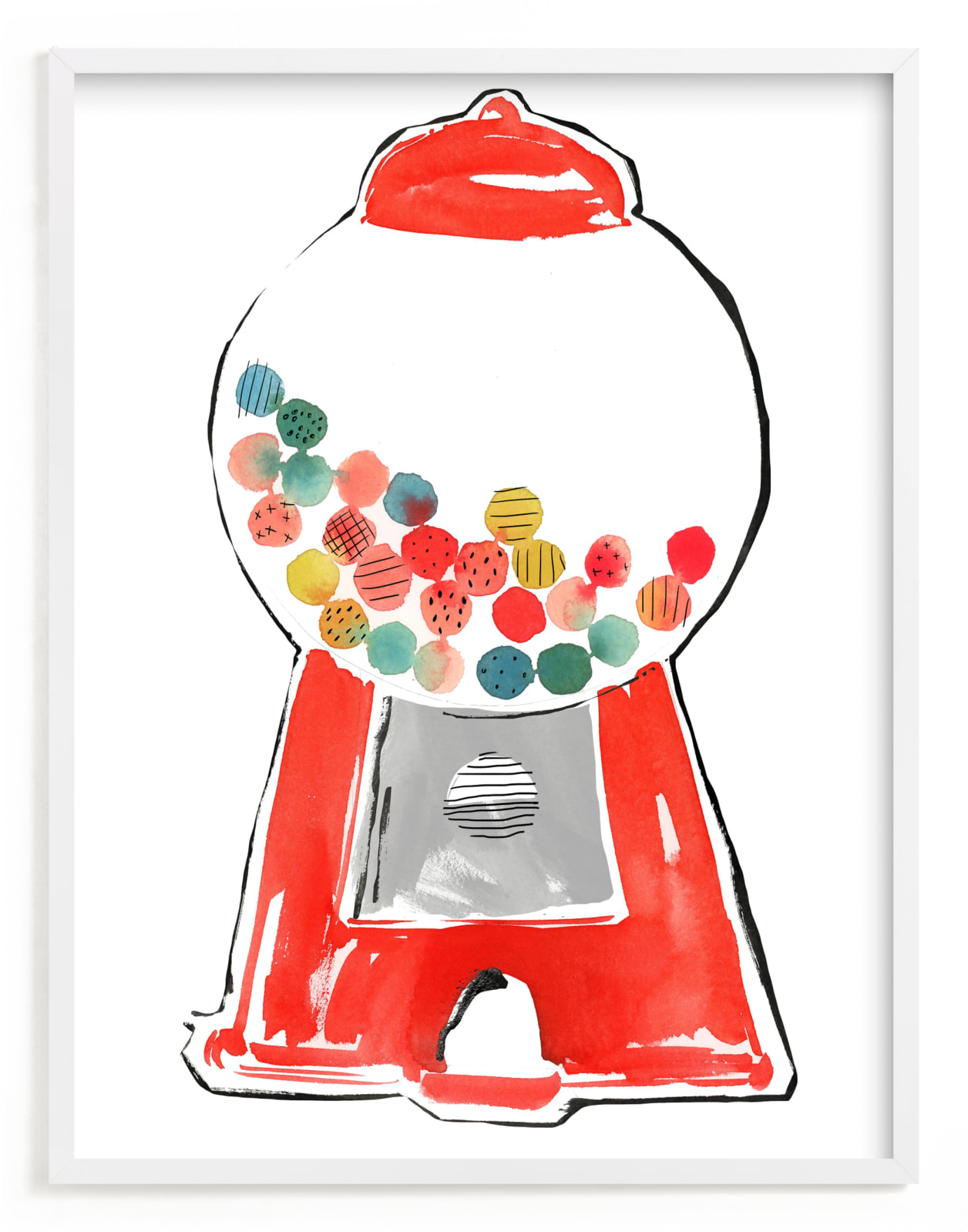 "Gumball Machine" - Art Print by Kelly Ventura in beautiful frame options and a variety of sizes.