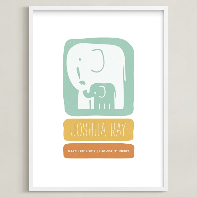 "Little Elephant" - Personalized Art Print in Tropical by Snow and Ivy - Framed