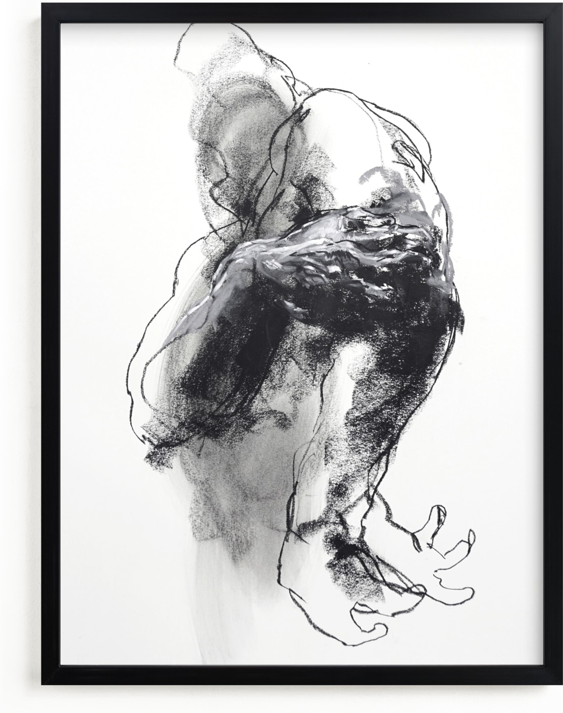 This is a black and white art by Derek overfield called Drawing 340 - Grasping Man.