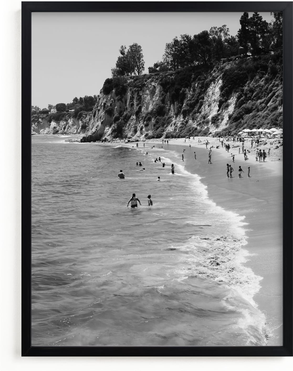 This is a black and white art by Jan Kessel called Day at the Beach.