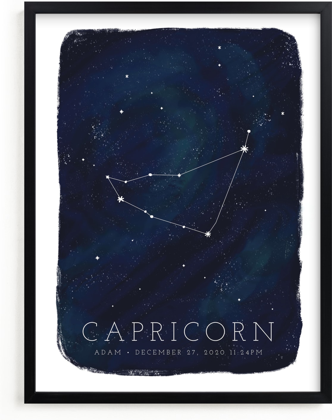 This is a blue personalized art for kid by Ashley Presutti Beasley called Zodiac Constellation Capricorn.