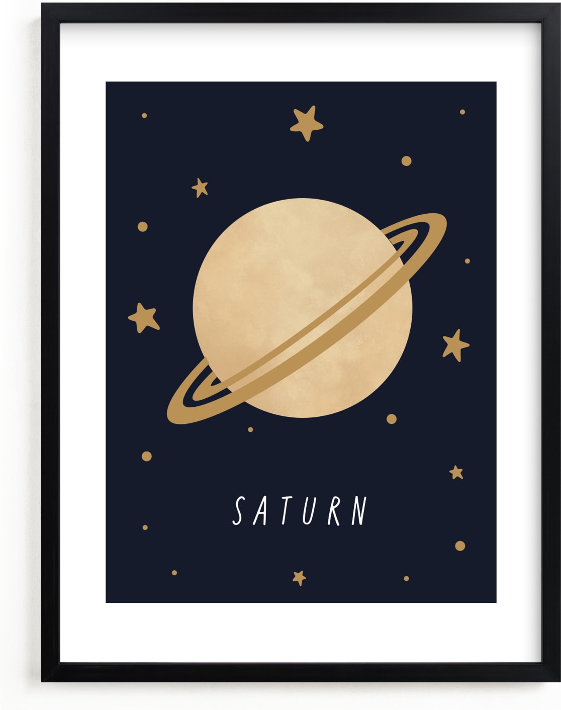 This is a blue, beige, gold art by Elly called Solar System VII (Saturn).