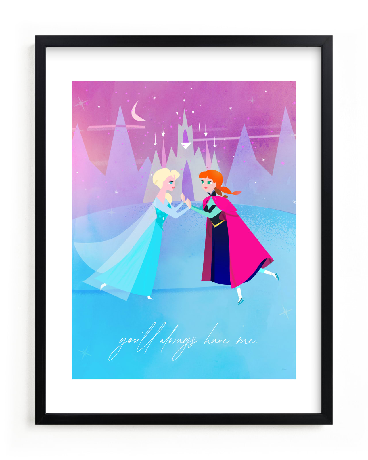 "Elsa and Anna from Disney's Frozen" - Limited Edition Art Print by Lori Wemple in beautiful frame options and a variety of sizes.