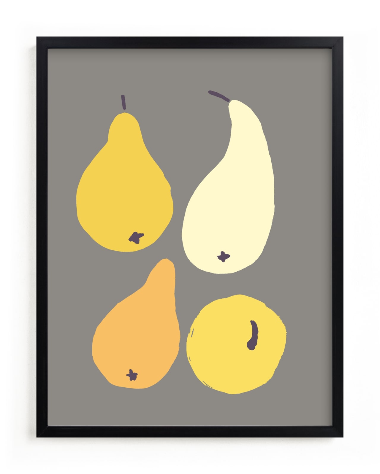 "Still-life with four pears" - Limited Edition Art Print by Sonya Percival in beautiful frame options and a variety of sizes.