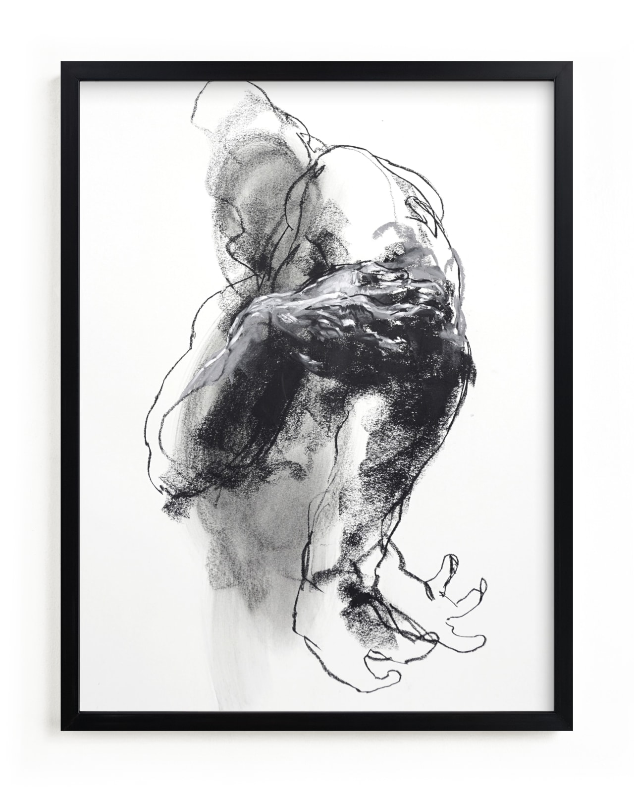 "Drawing 340 - Grasping Man" - Limited Edition Art Print by Derek overfield in beautiful frame options and a variety of sizes.
