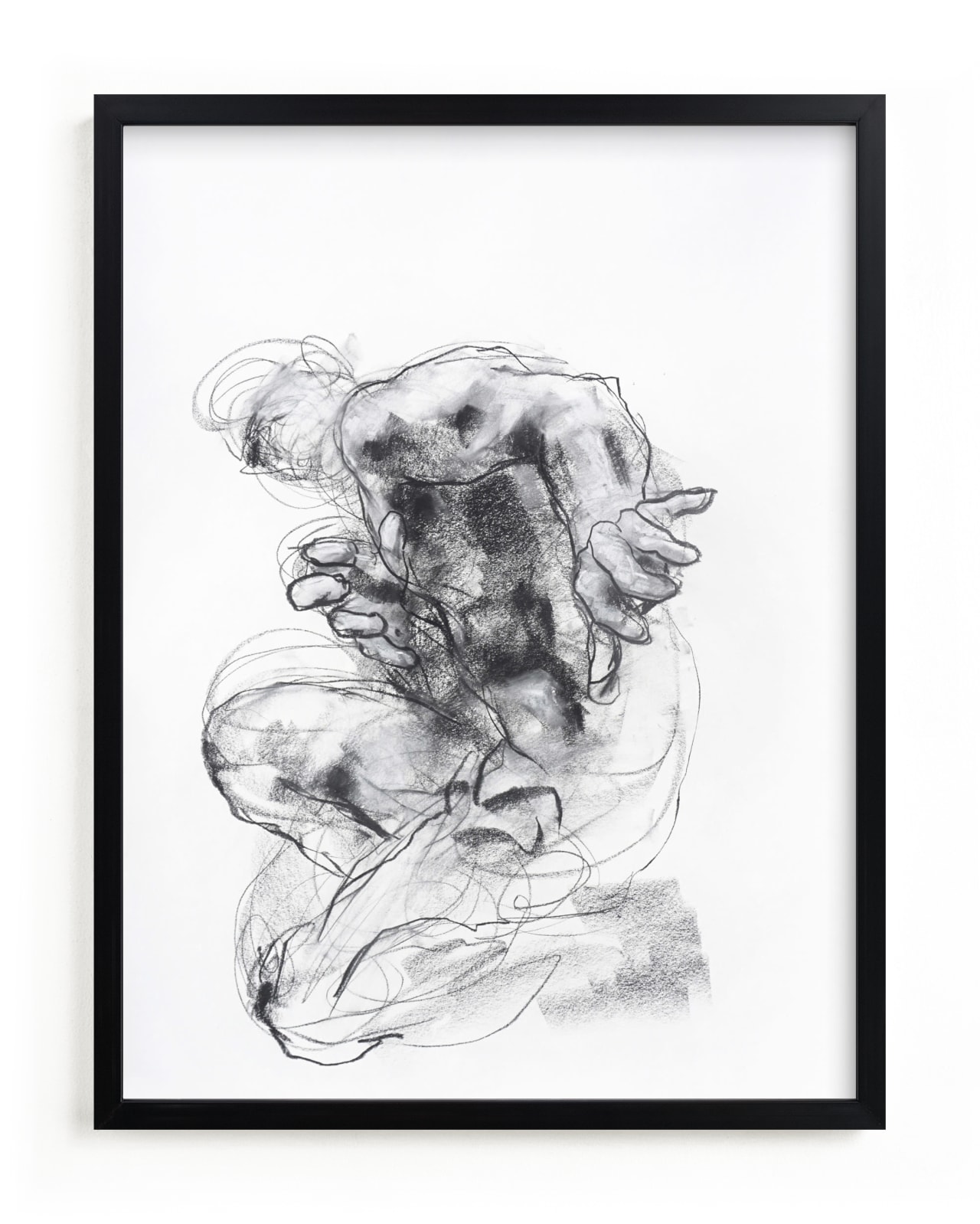 "Drawing 538 - Crouching Figure" - Limited Edition Art Print by Derek overfield in beautiful frame options and a variety of sizes.
