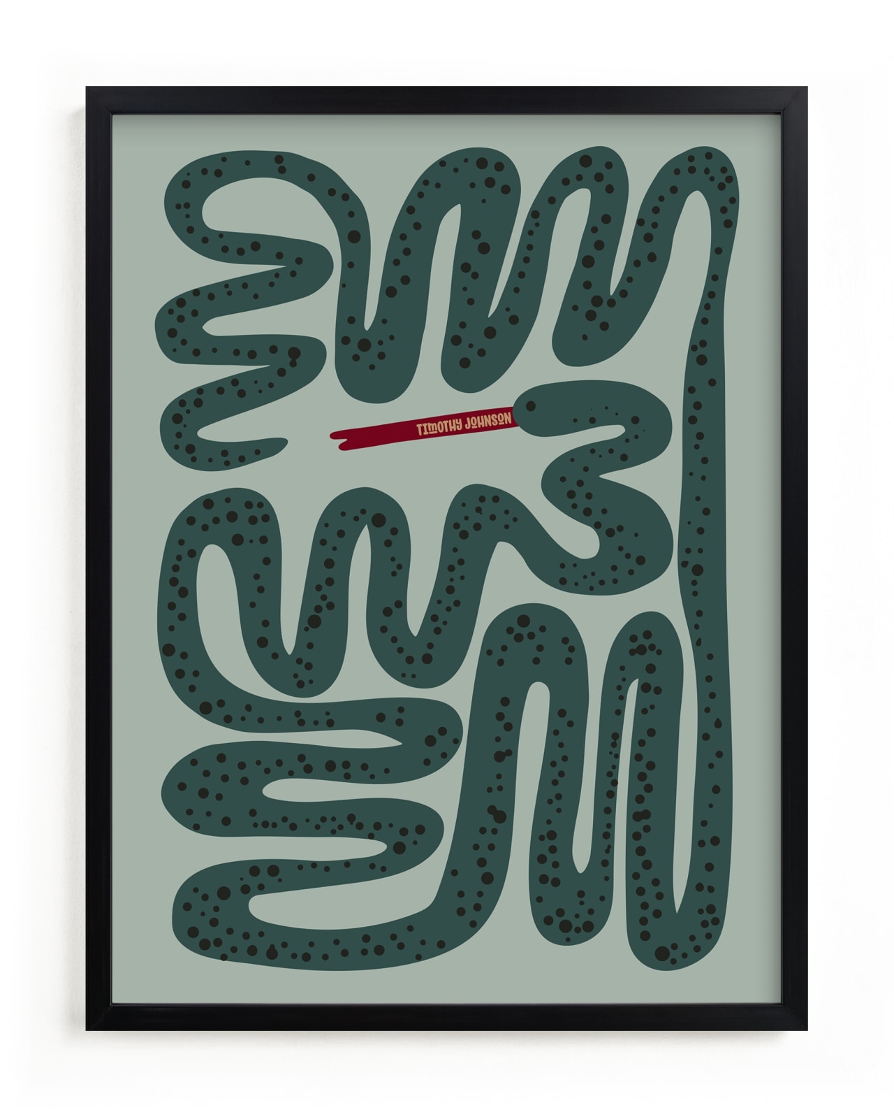 "Squiggly Snake" - Custom Open Edition Children's Art Print by Jenna Holcomb in beautiful frame options and a variety of sizes.