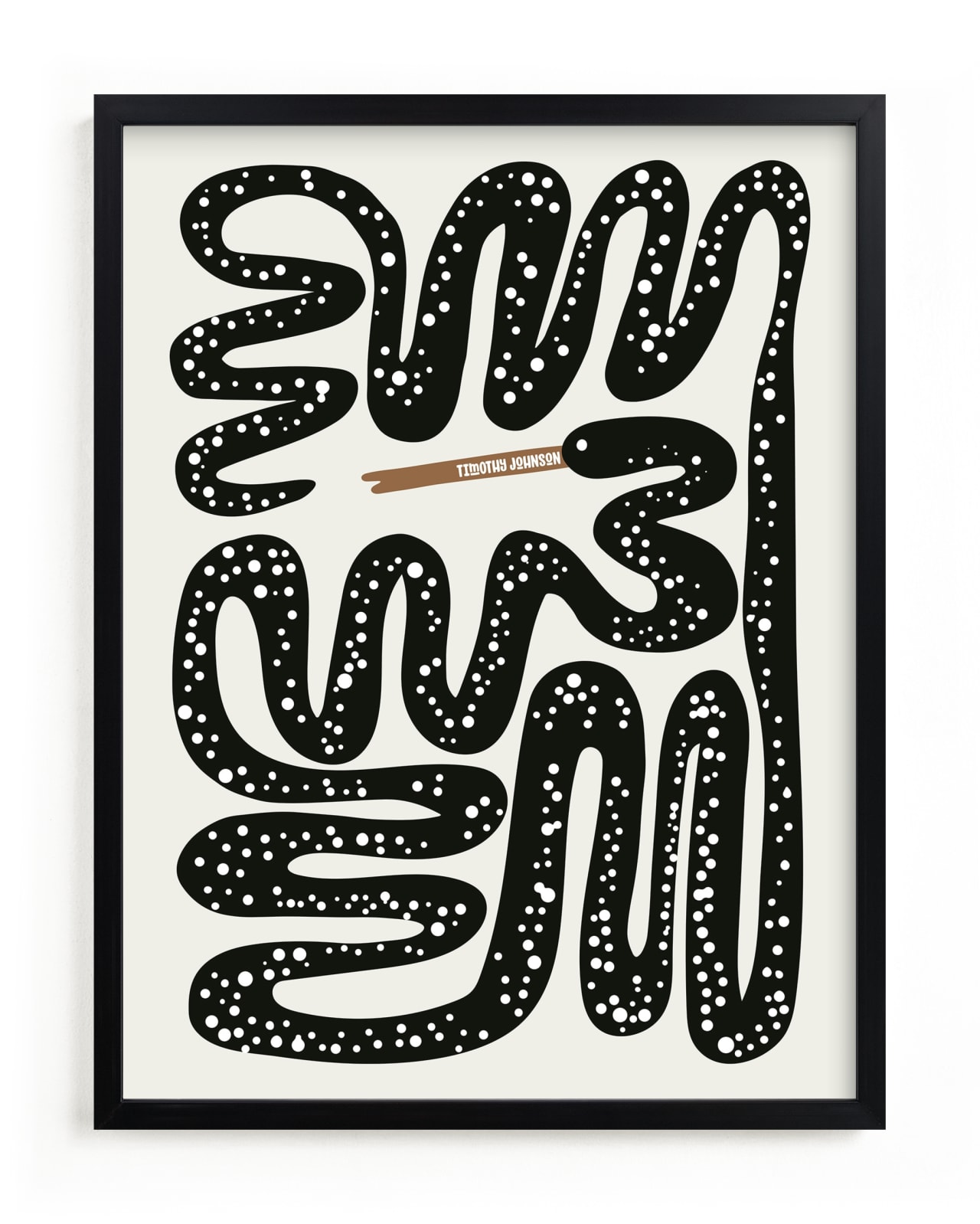 "Squiggly Snake" - Custom Open Edition Children's Art Print by Jenna Holcomb in beautiful frame options and a variety of sizes.