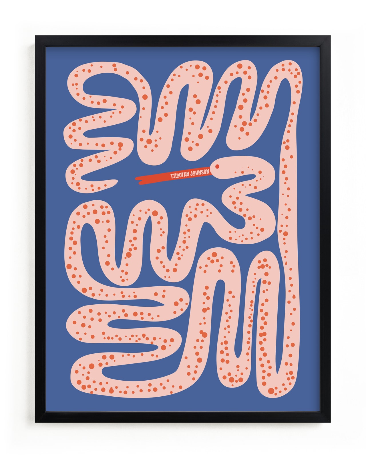 "Squiggly Snake" - Children's Custom Art Print by Jenna Holcomb in beautiful frame options and a variety of sizes.