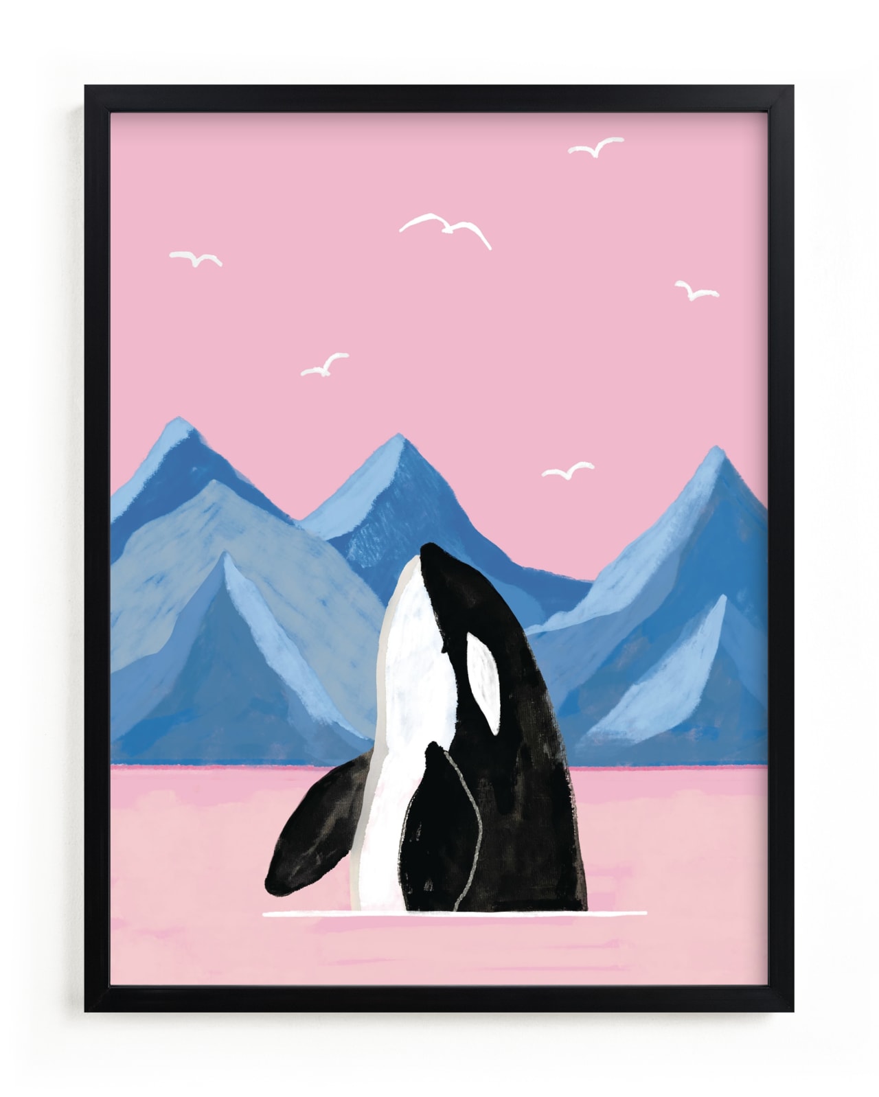 "pink sea and orca" - Limited Edition Art Print by Cass Loh in beautiful frame options and a variety of sizes.