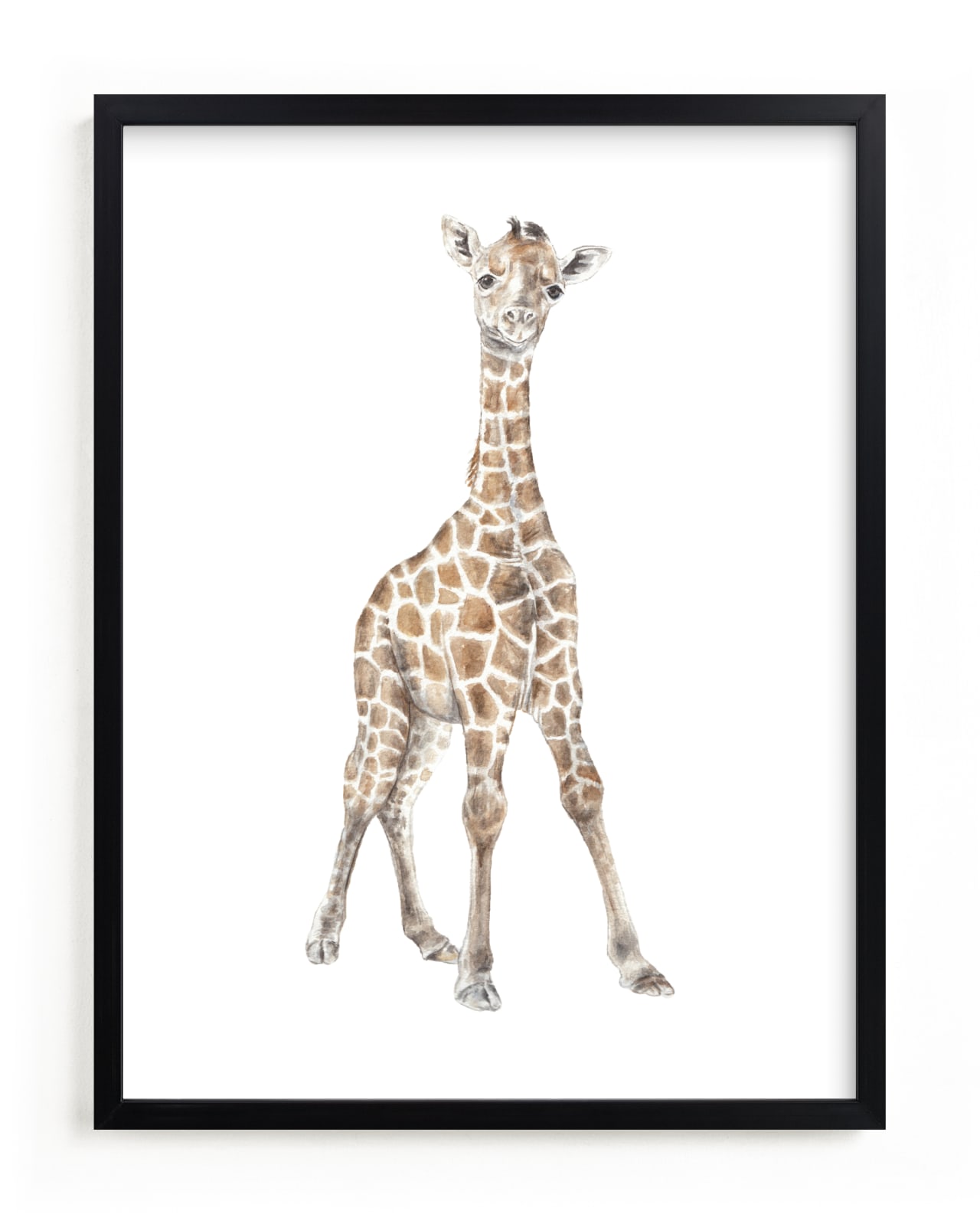 "Baby Giraffe Watercolor" by Lauren Rogoff in beautiful frame options and a variety of sizes.